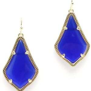 Alex Gold Drop Earrings in Cobalt Cat's Eye